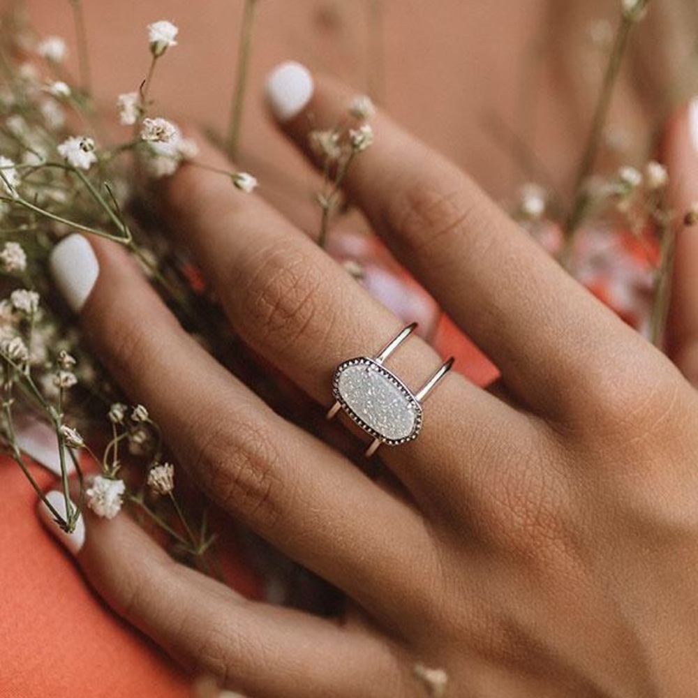 Elyse Silver Ring in Iridescent Drusy